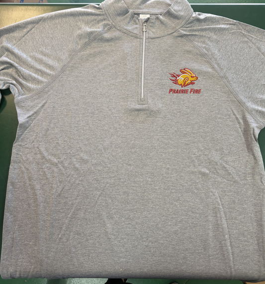 Spring 2026 Prairie Fire 1/2 Zip Pullover – Grey (Embroidered Sparky Edition)